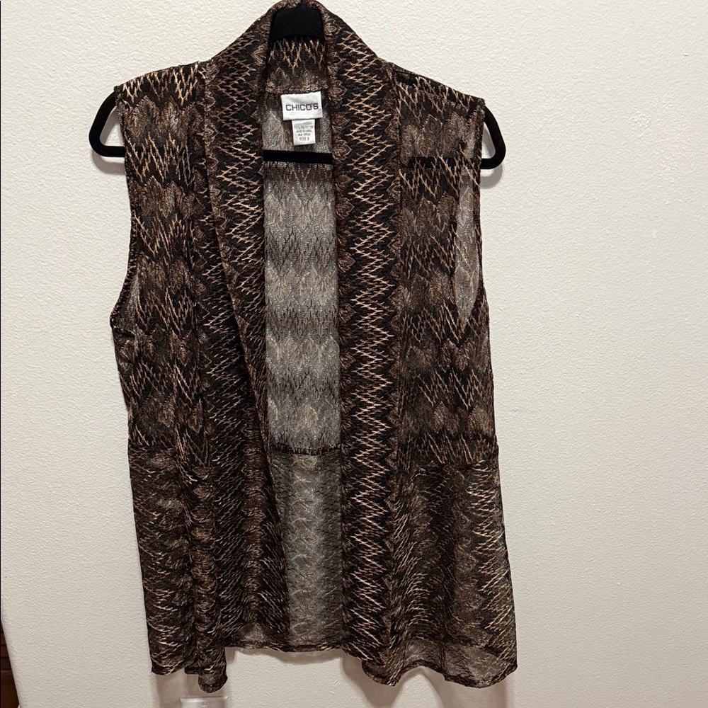 Chico's Collection Zigzag Patterned Translucent Vest